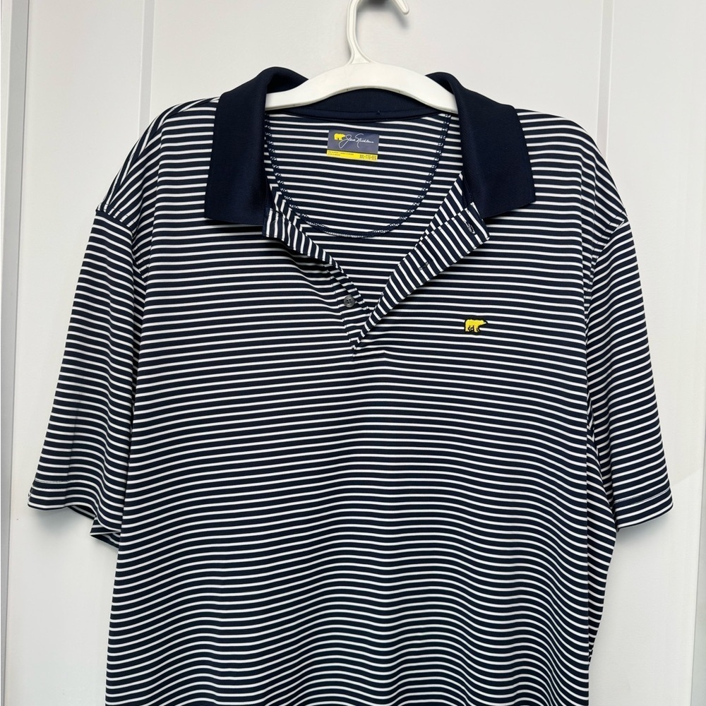 Jack Nicklaus Men's XXL Blue & White Striped Golf Polo Short Sleeve - Picture 3 of 7